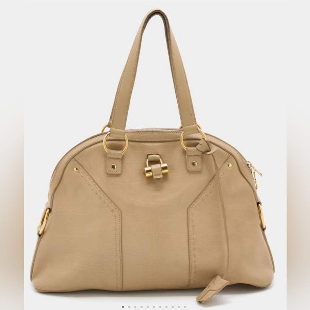 Yves Saint Laurent Beige Leather Medium Muse Satchel
